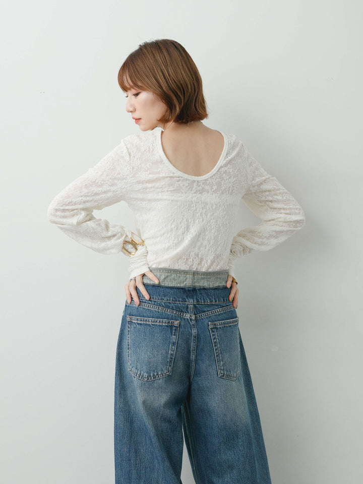 [SET]カットレースバックオープントップス+カットレースバックオープントップス(2set)