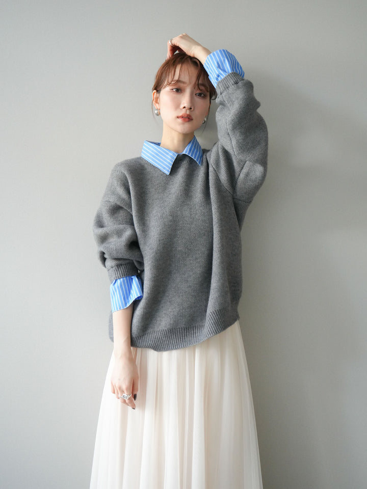[予約]2WAY襟ニットプルオーバー/gray
