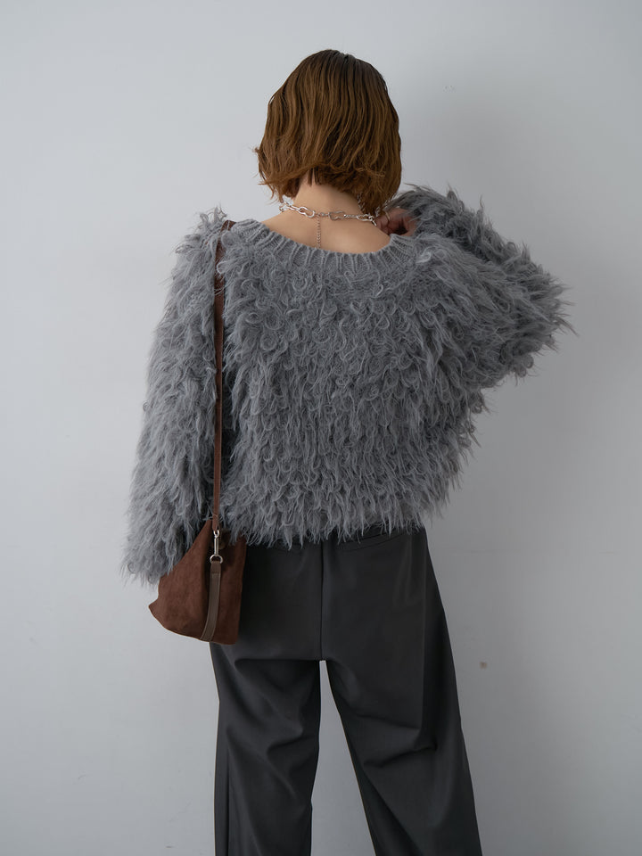[SET]ループフェザークロップニットカーディガン+選べるアクセセット(2set)