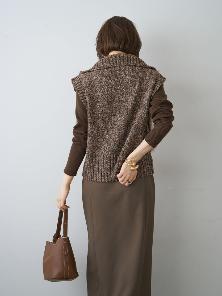 [予約]メランジファーニットベスト/brown
