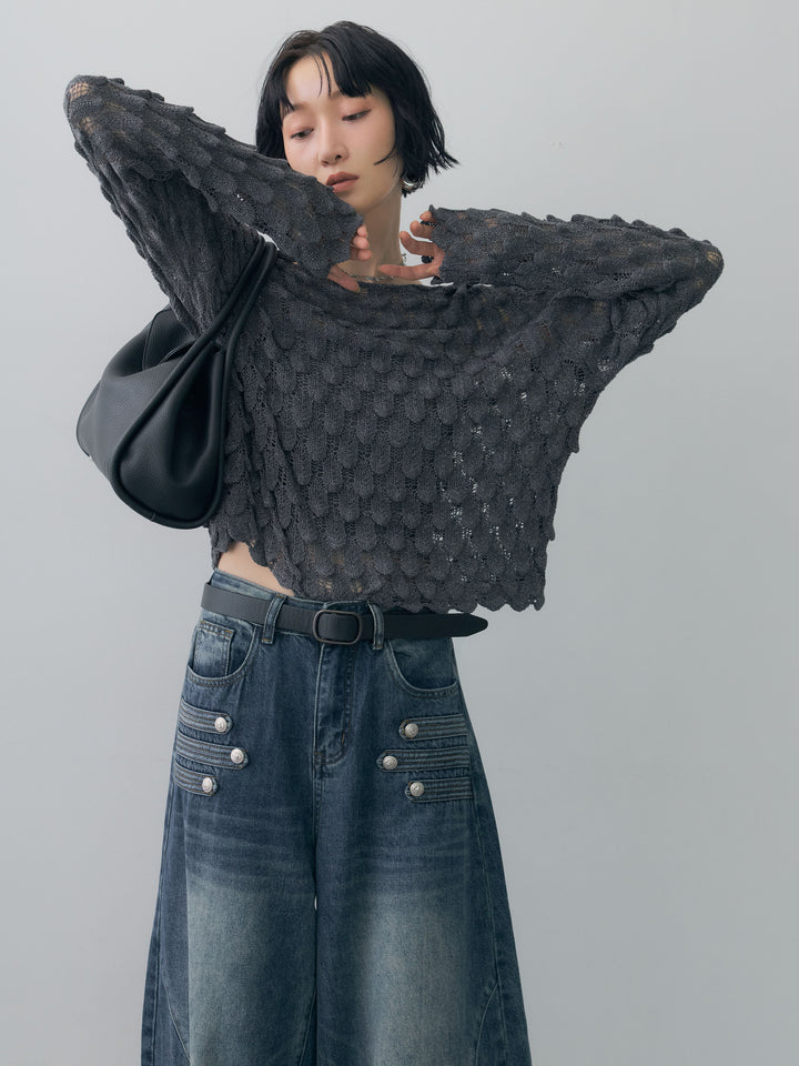 [SET]テクスチャードスカラップニットトップス+テクスチャードスカラップニットトップス(2set)
