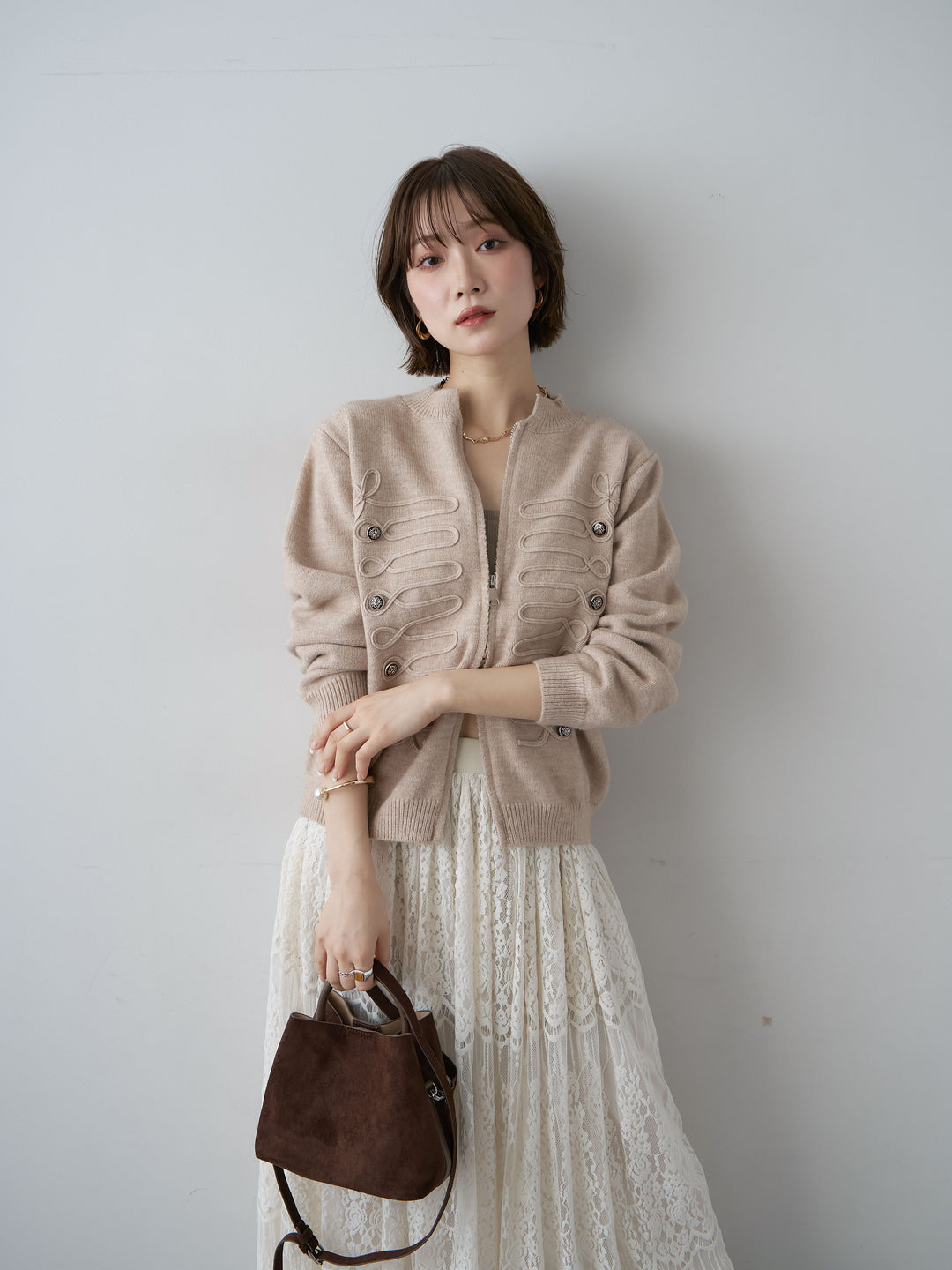 [予約]ナポレオンWジップニットカーディガン/beige