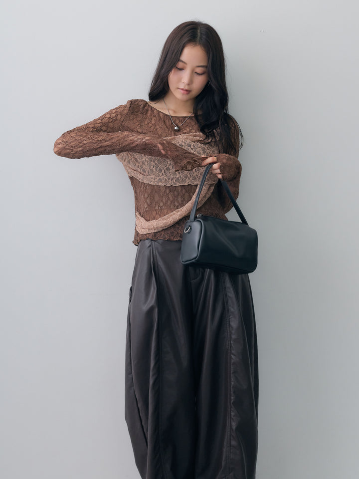 [SET]メッシュレースバイカラートップス+メッシュレースバイカラートップス(2set)