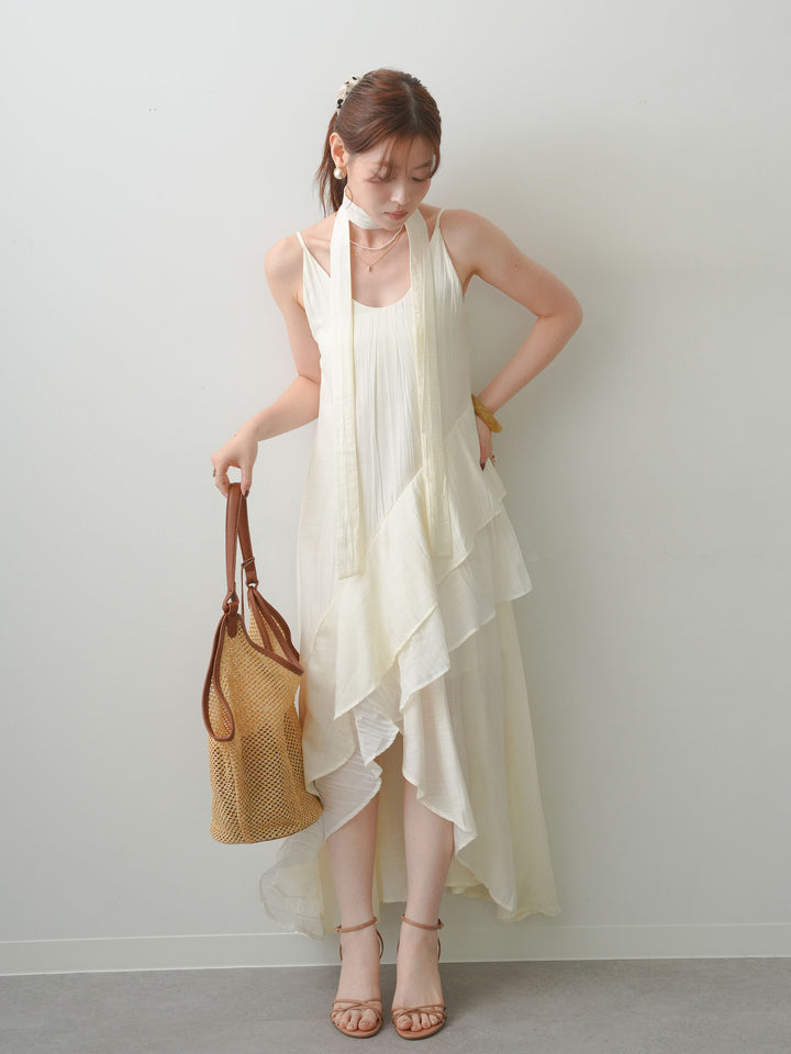 [予約]ラッフルヘムレイヤードキャミワンピース/white