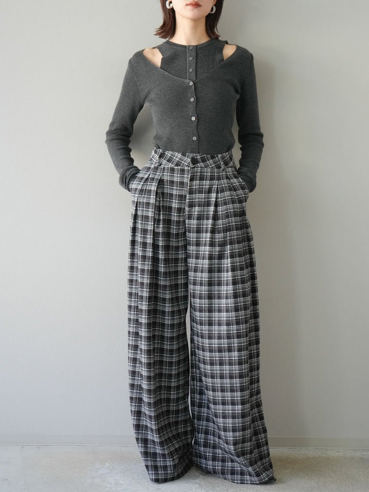 [予約]レイヤードデザインニットカーディガン/チャコール