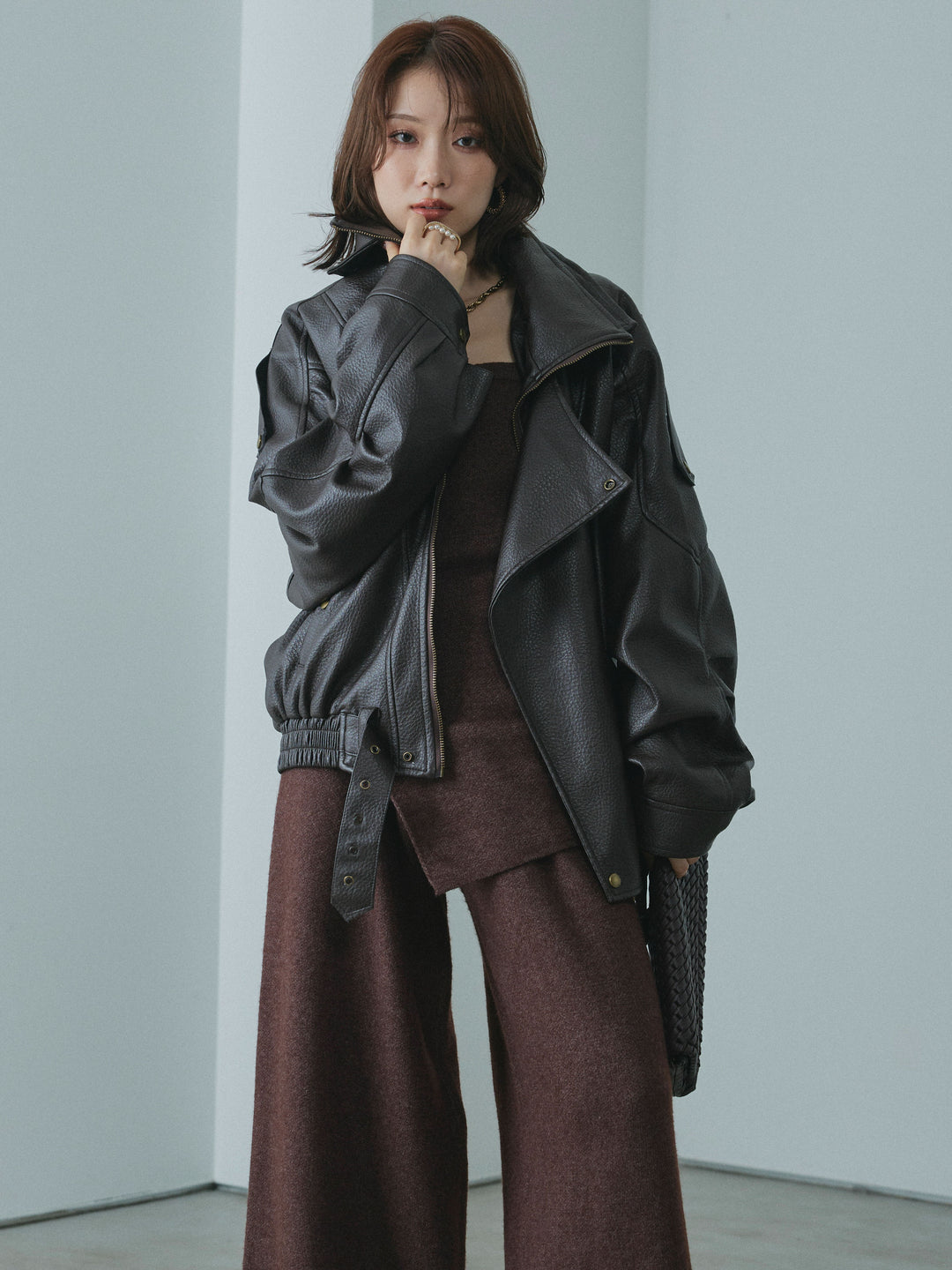 【Allure】[SET]ニットベアトップ＆ワイドパンツSET UP+ニットベアトップ＆ワイドパンツSET UP(2set)