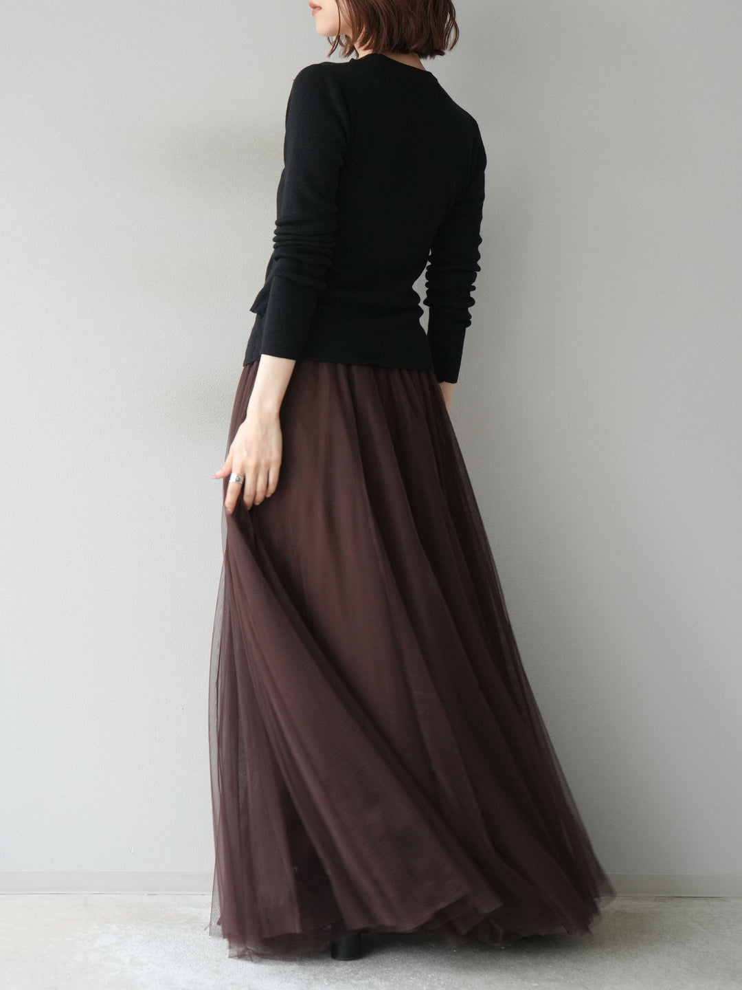 [予約]レイヤードデザインニットカーディガン/ブラック