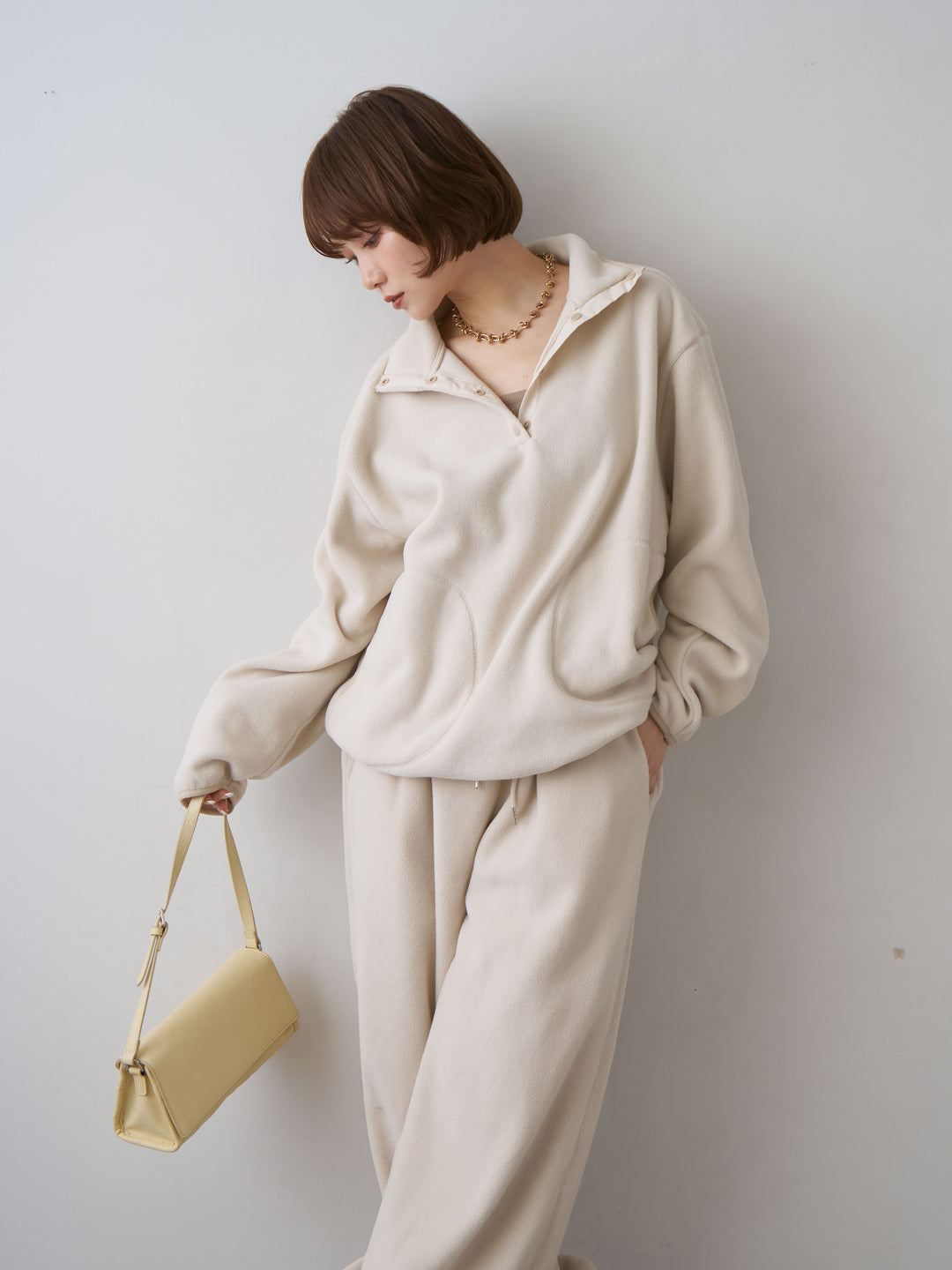 【套裝】抓絨立領套頭衫 + 抓絨立領套頭衫（2件組）