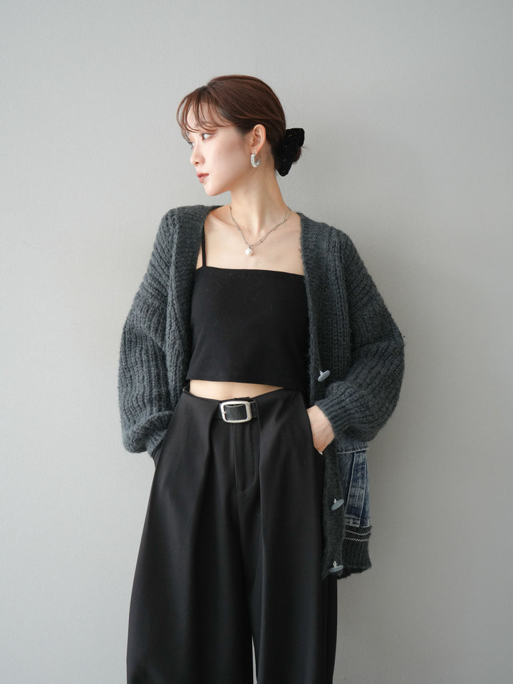 [予約]デニムポケットハンドステッチカーディガン/gray