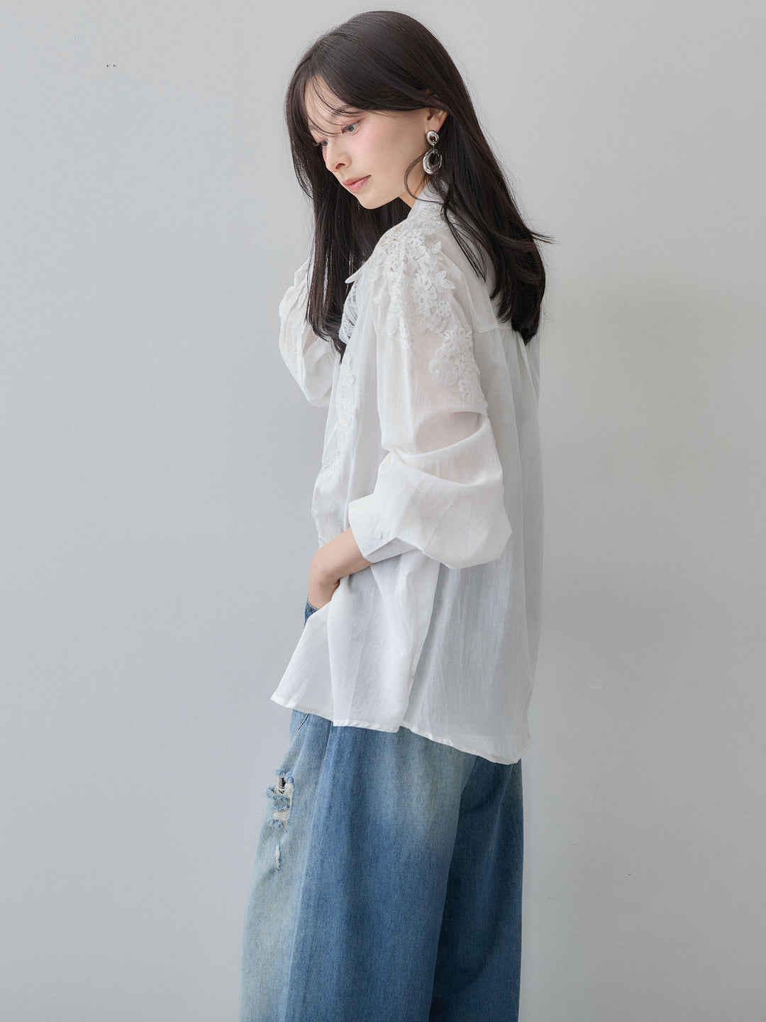 【套裝】前蕾絲亞麻襯衫 + 配件套裝（2 套可選）