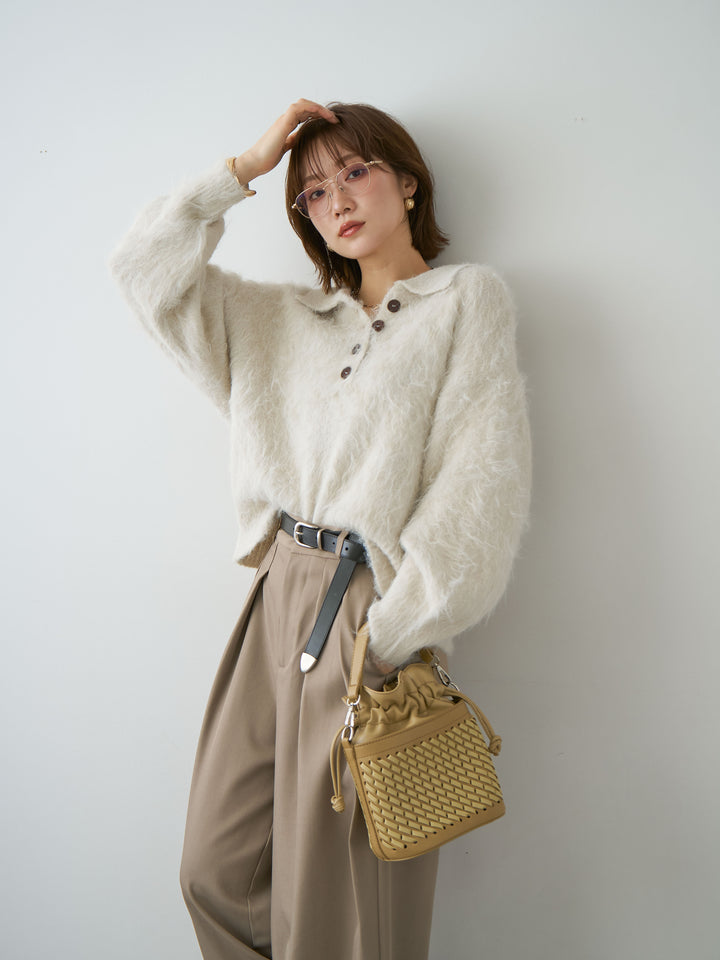 [SET]ヘンリーシャギーニットトップス+ヘンリーシャギーニットトップス(2set)