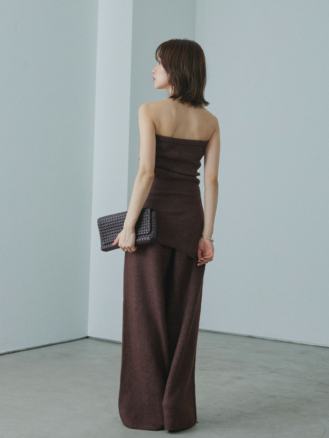 【Allure】[SET]ニットベアトップ＆ワイドパンツSET UP