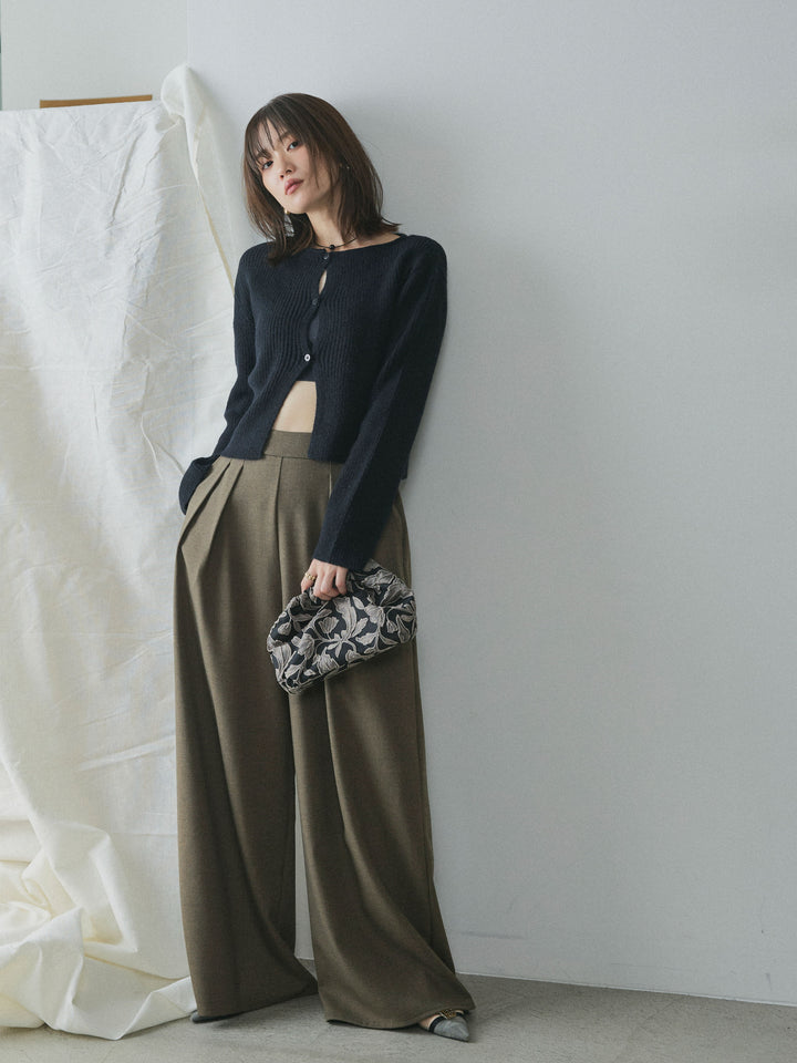 [予約]スカーフ付ワイドパンツ/brown