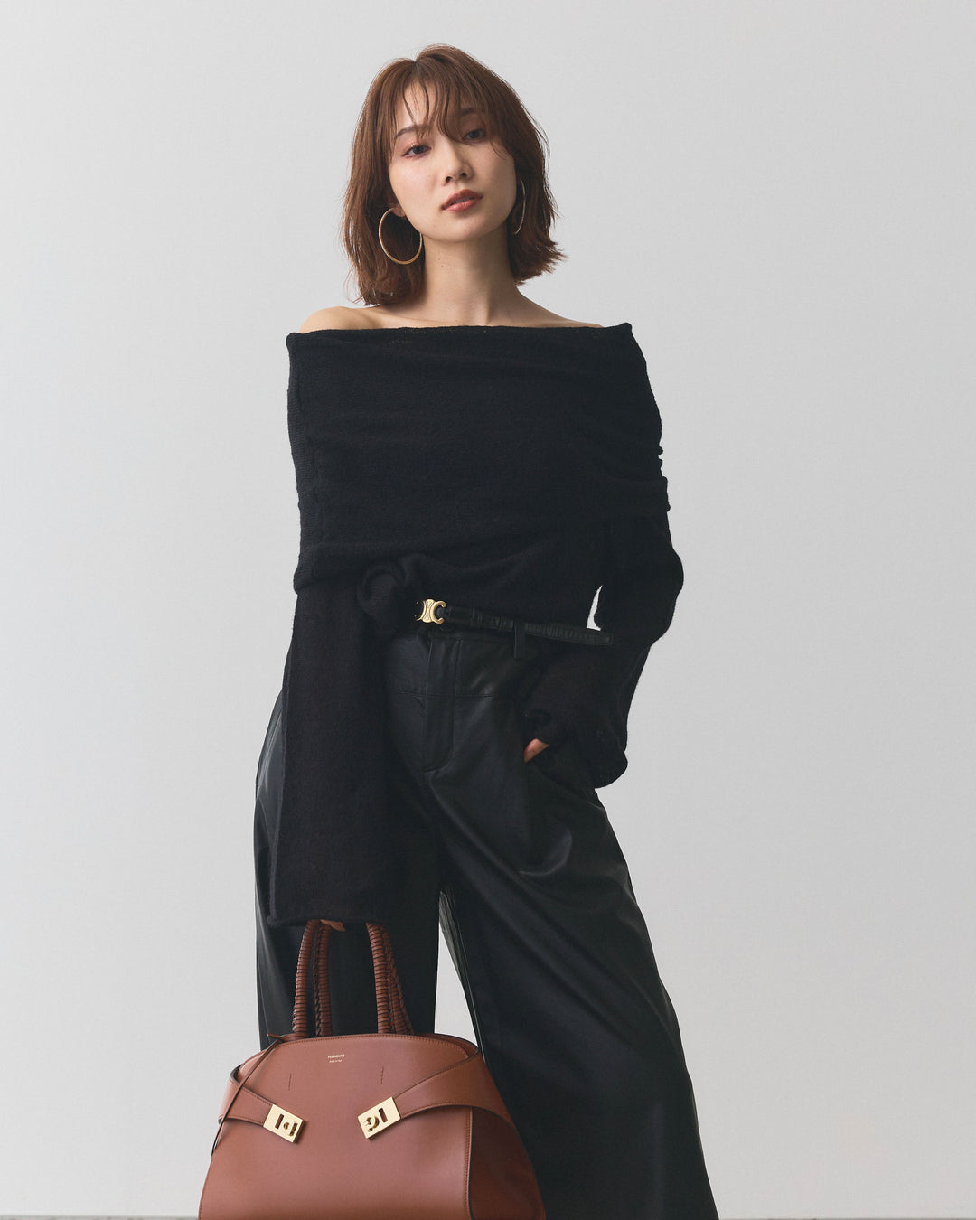 【Allure】[SET]オフショルシアーニットプルオーバー+オフショルシアーニットプルオーバー(2set)