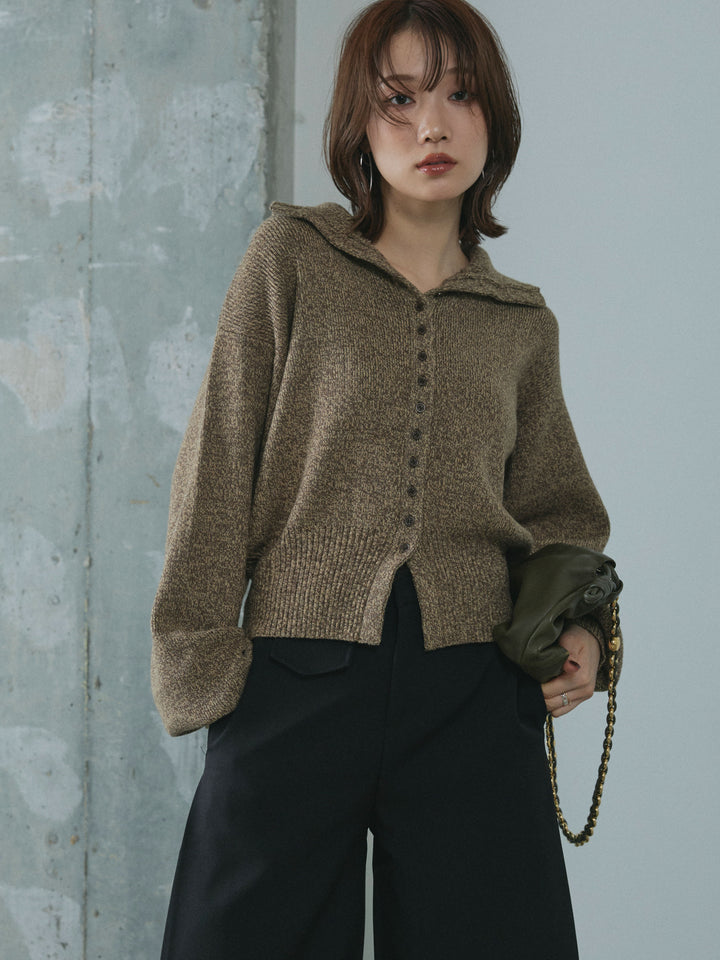 【Allure】[SET]ミックスハイネックカーディガン+ミックスハイネックカーディガン(2set)