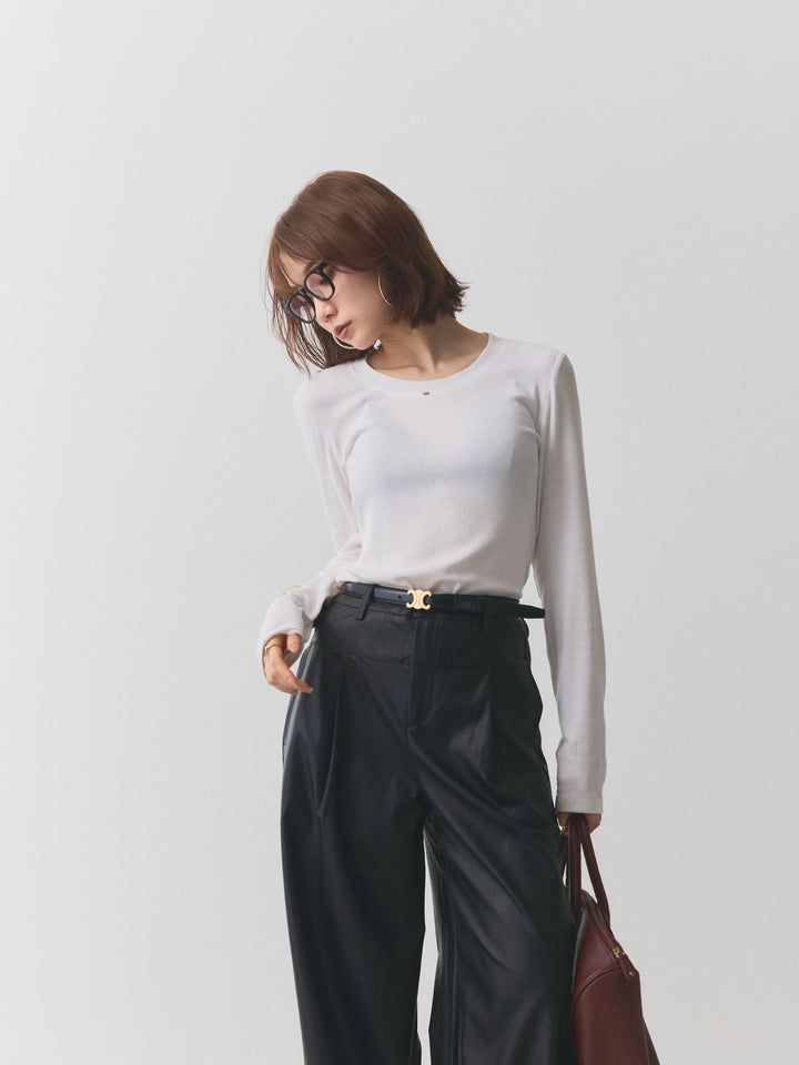 【Allure】[SET]モチーフ付Uネックシアーカットソー+モチーフ付Uネックシアーカットソー(2set)