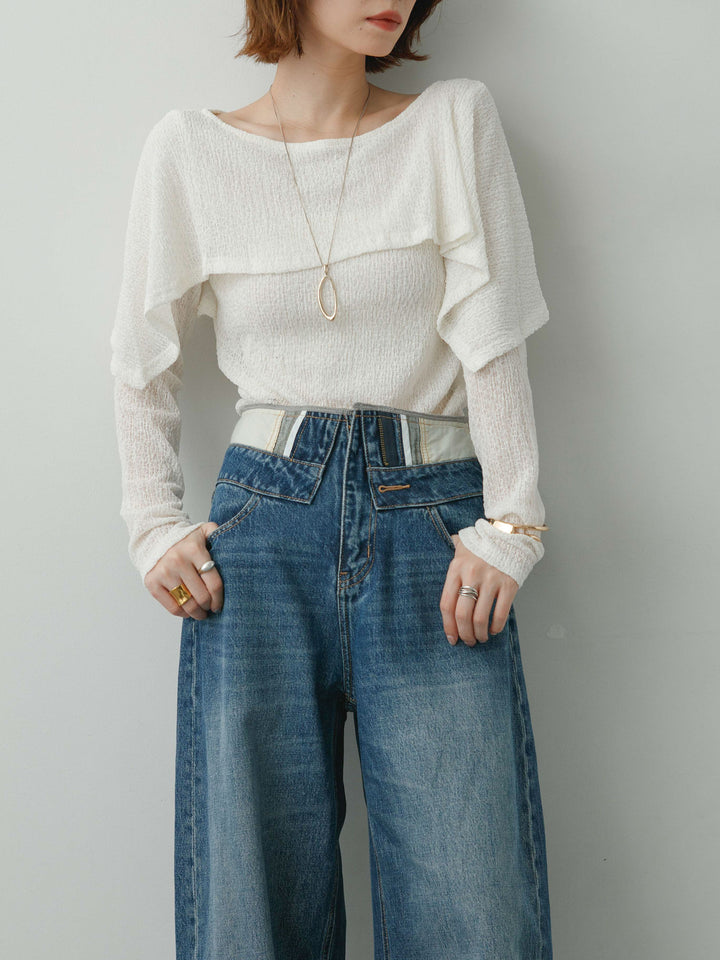 [予約]レースケープデザイントップス/beige