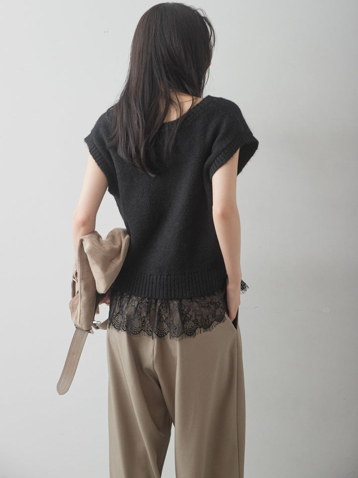 [予約]モヘアレースドッキングベスト/black