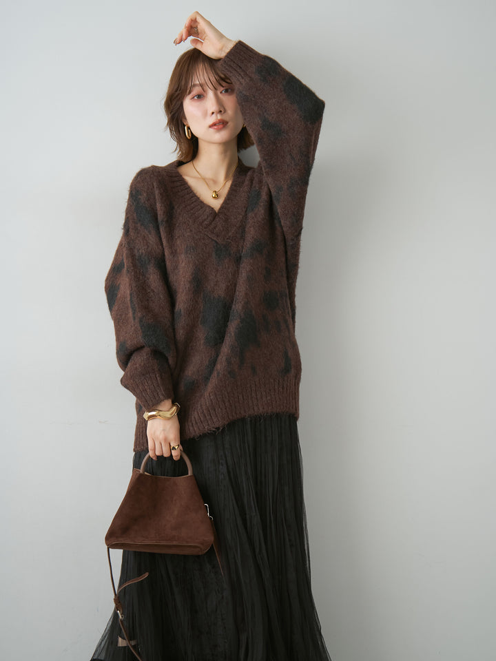 [SET]ダルメシアンオーバーニットプルオーバー+選べるアクセセット(2set)