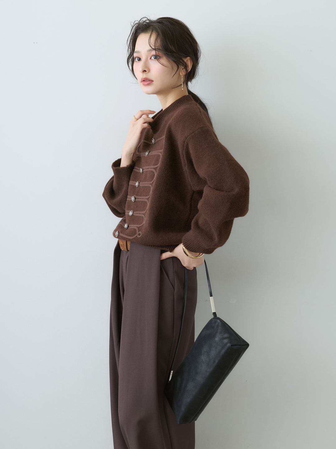 [SET]ナポレオンニットプルオーバー+ベルトループデザインワイドパンツ(2set)