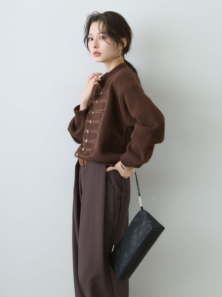 [SET]ナポレオンニットプルオーバー+ベルトループデザインワイドパンツ(2set)