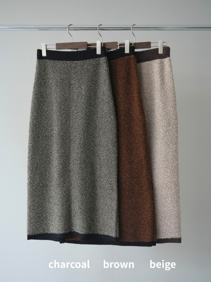 [SET]ブークレバイカラーニットカーディガン+ブークレバイカラータイトニットスカート(2set)