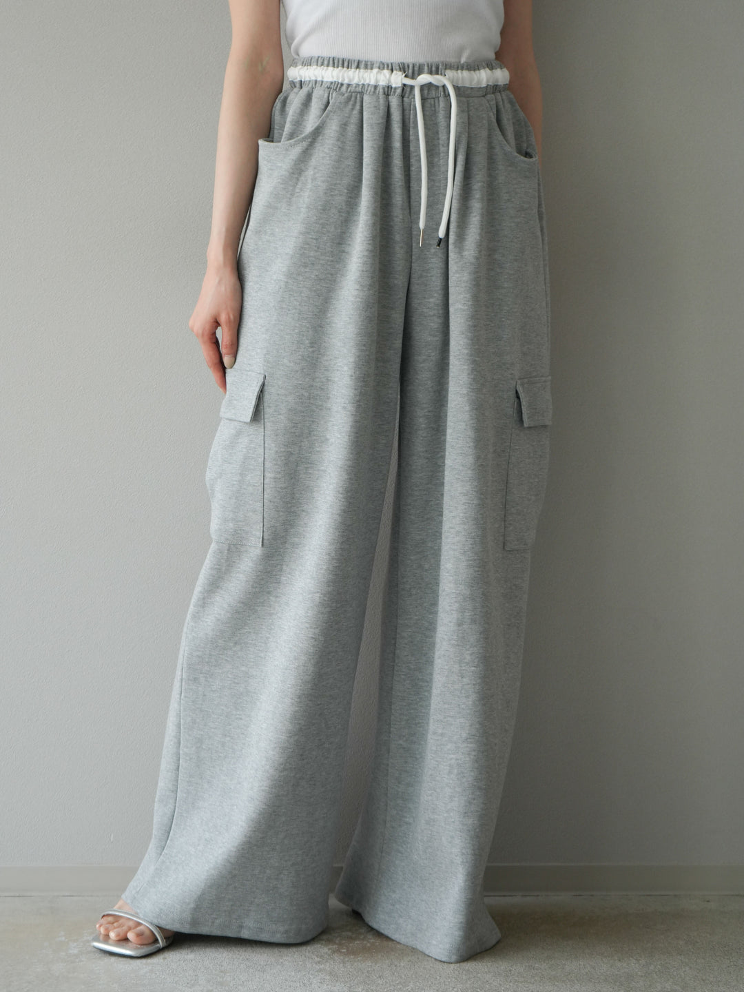 [予約]ウエストラインサイドポケットスウェットパンツ/グレー