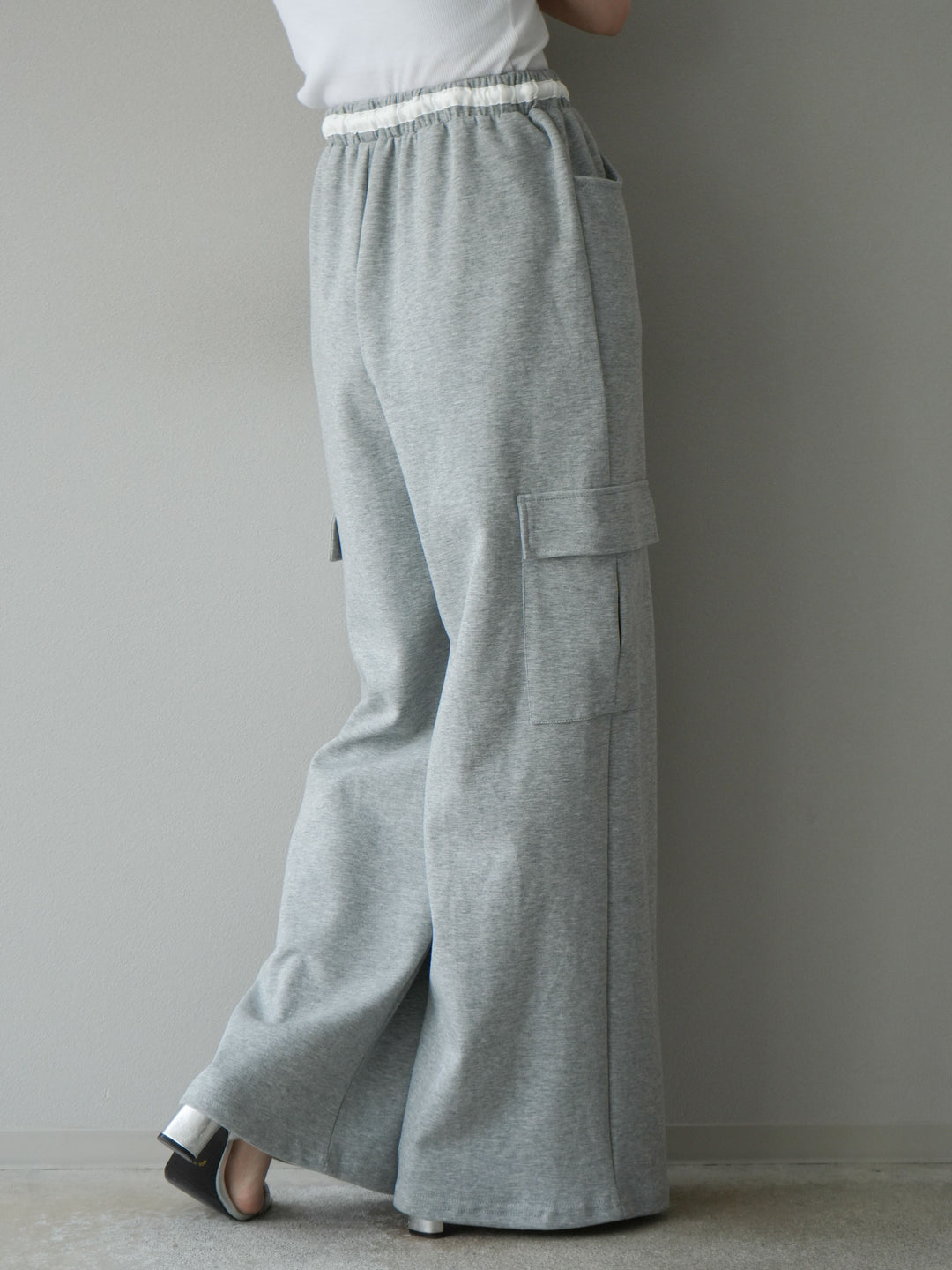 [予約]ウエストラインサイドポケットスウェットパンツ/グレー