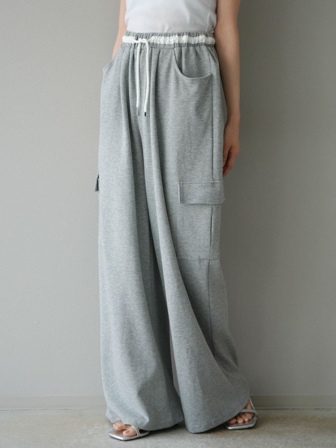[予約]ウエストラインサイドポケットスウェットパンツ/グレー