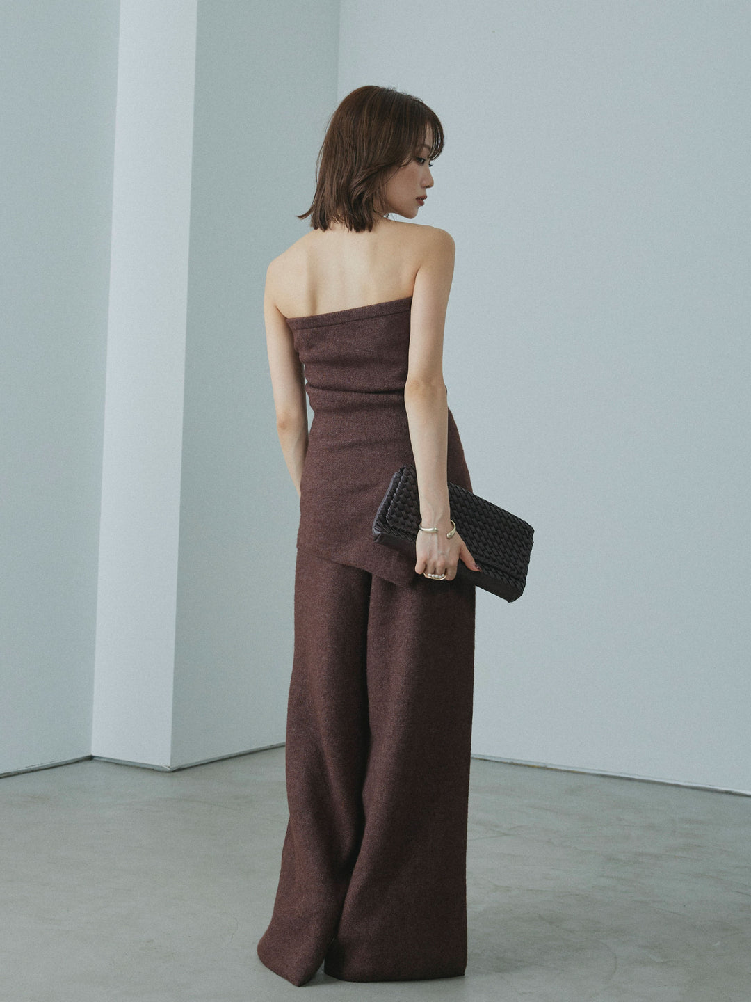 【Allure】[SET]ニットベアトップ＆ワイドパンツSET UP