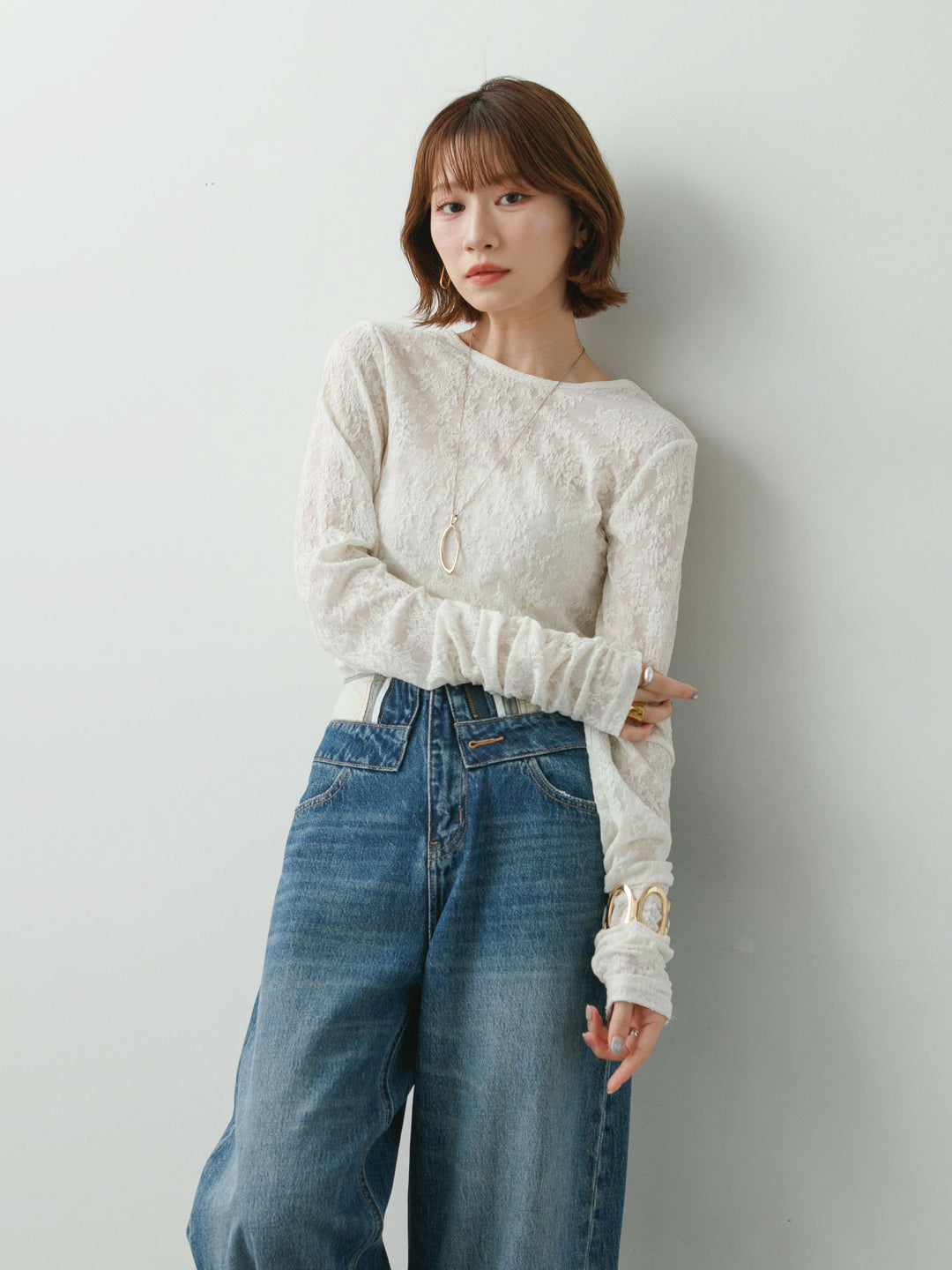 [SET]カットレースバックオープントップス+カットレースバックオープントップス(2set)