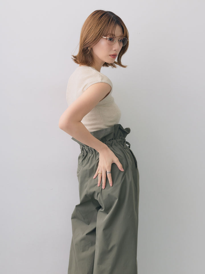 [SET]くるみボタンスリムフレンチニットトップス+選べるアクセセット(2set)