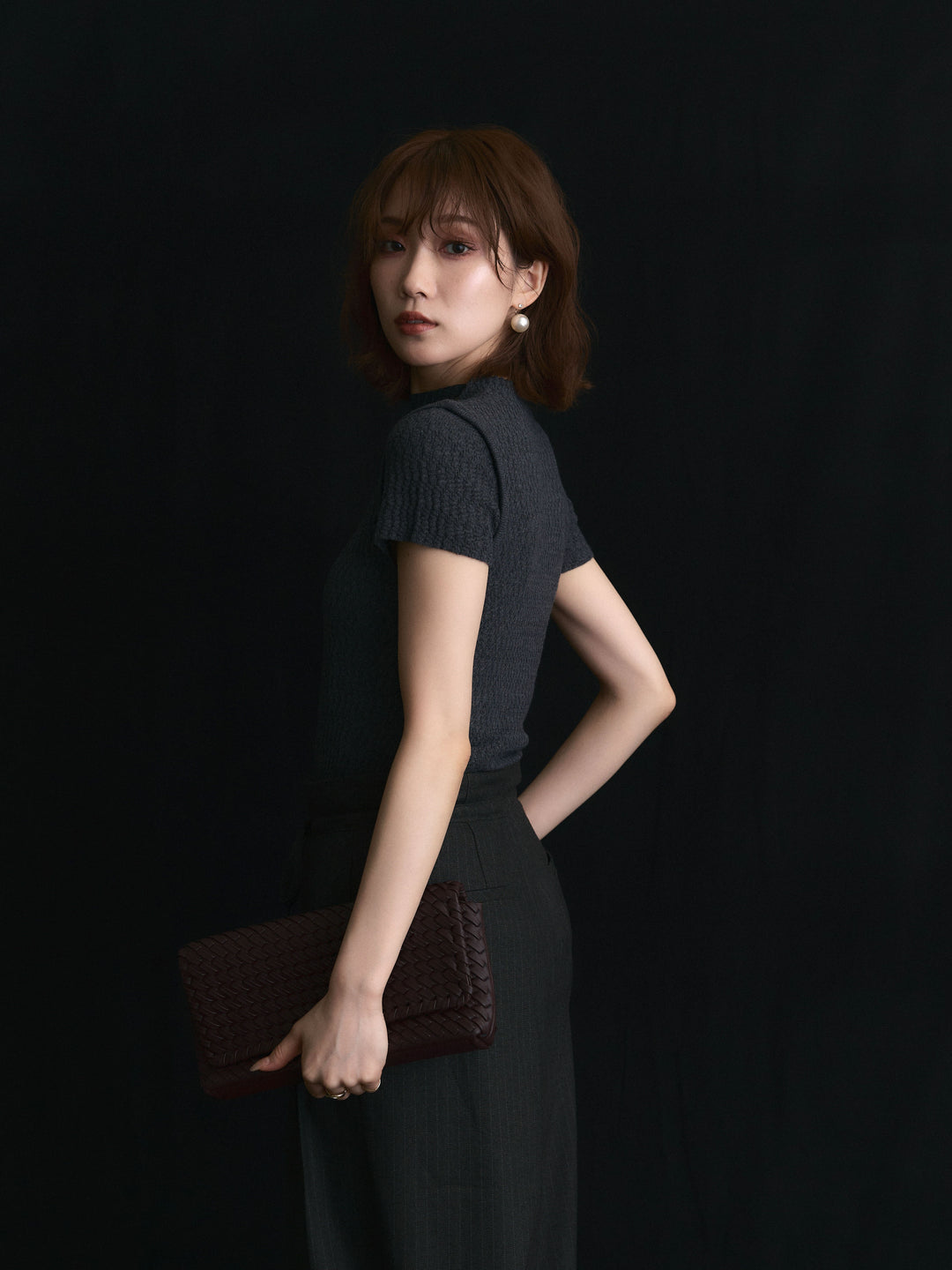 【Allure】[SET]デザインリブハーフニットトップス+デザインリブハーフニットトップス(2set)