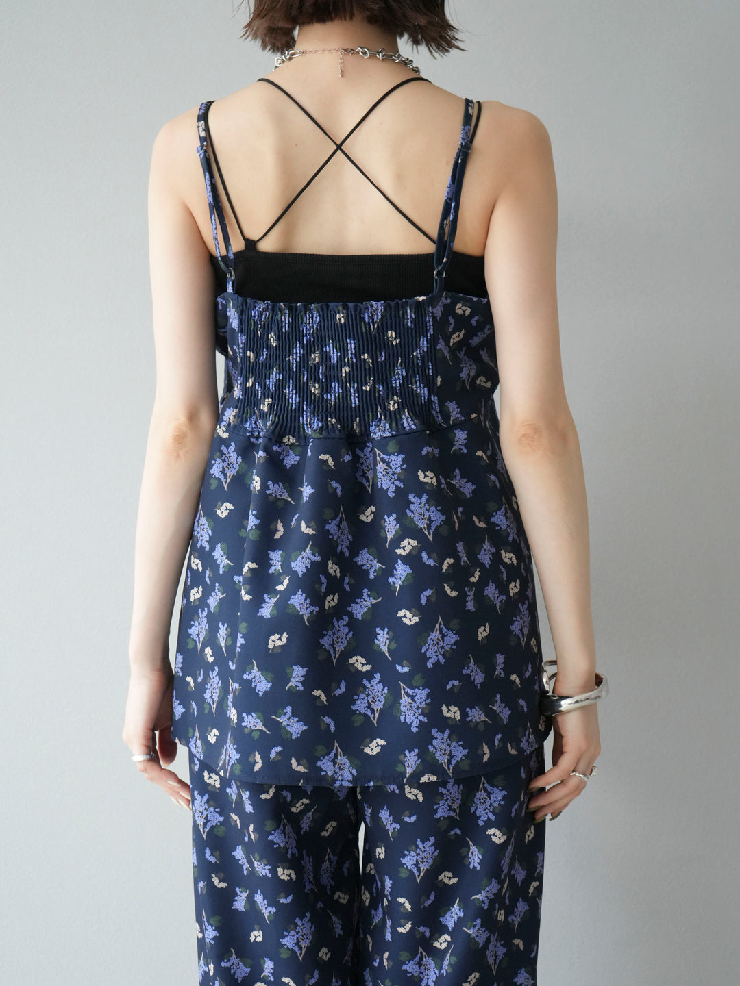 [予約]ブーケプリントキャミソール/ネイビー