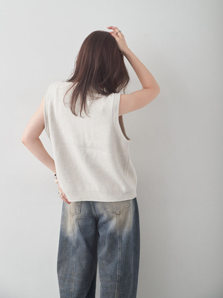 [予約]シルバーボタンニットベスト/ivory