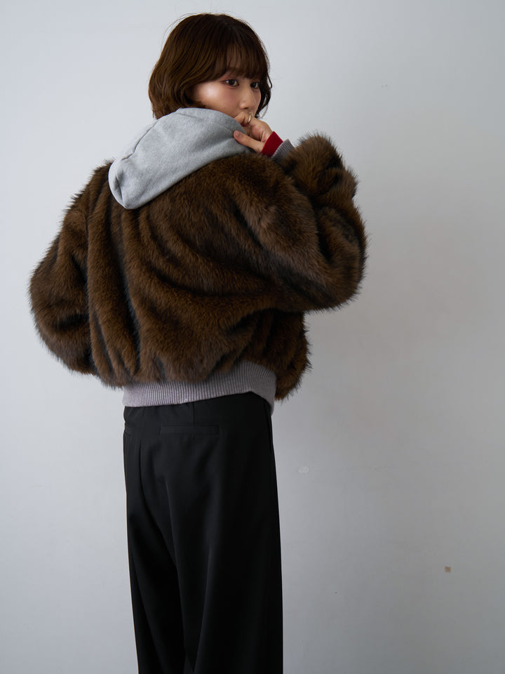 [SET]スウェットファードッキングフードブルゾン+スウェットファードッキングフードブルゾン(2set)
