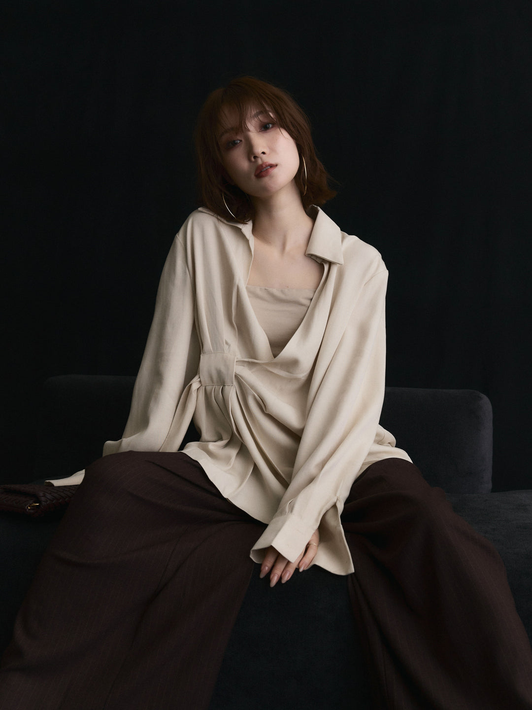 【Allure】[SET]ドレープデザインシャツ+ドレープデザインシャツ(2set)