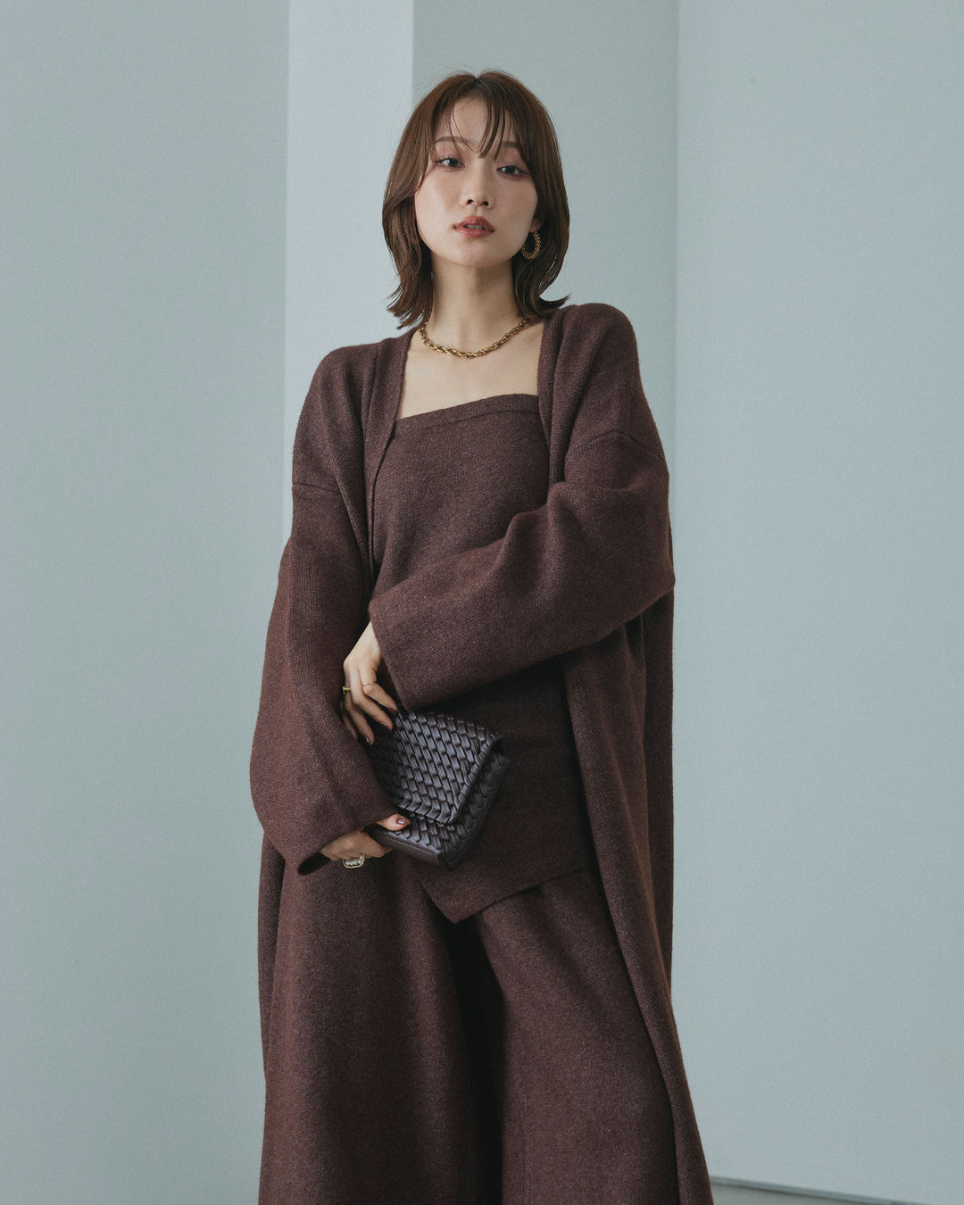 [予約]ニットロングガウン/brown