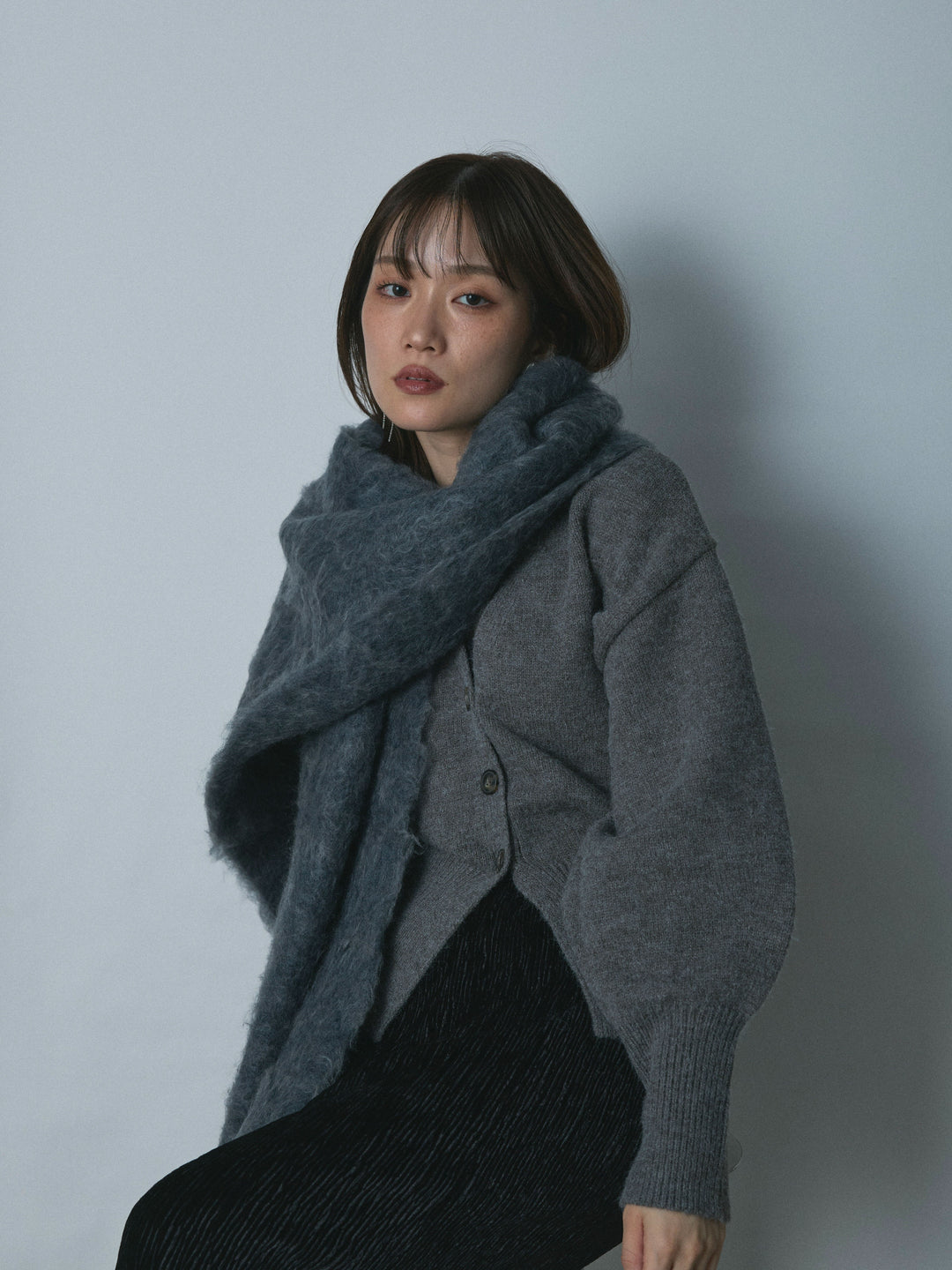 【Allure】[SET]アルパカタッチVネックカーディガン+アルパカタッチVネックカーディガン(2set)