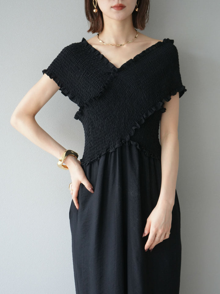 [SET]シャーリングクロスサロペット+シャーリングクロスサロペット(2set)