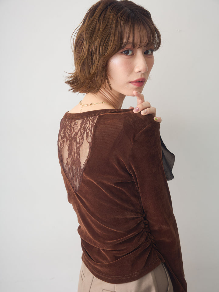[SET]バックレースベロアトップス+バックレースベロアトップス(2set)
