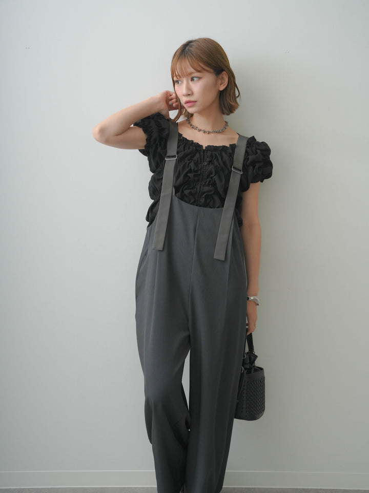 [SET]前後2wayドレープワイドオールインワン+選べるアクセセット(2set)