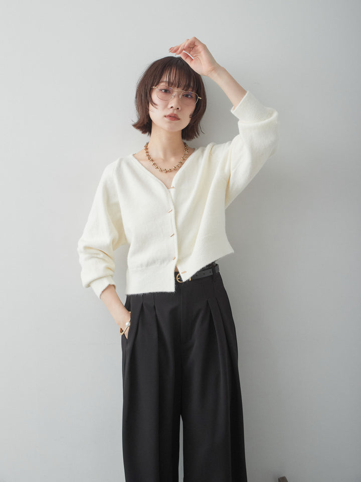 [SET]ゴールドラインボタンカーディガン+クレープデシンタックワイドパンツ(2set)