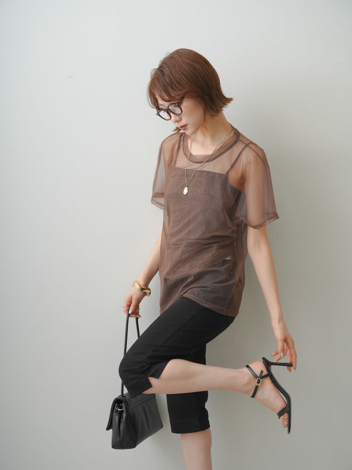 [SET]インナーキャミ付シアーオーバーTEE+インナーキャミ付シアーオーバーTEE(2set)
