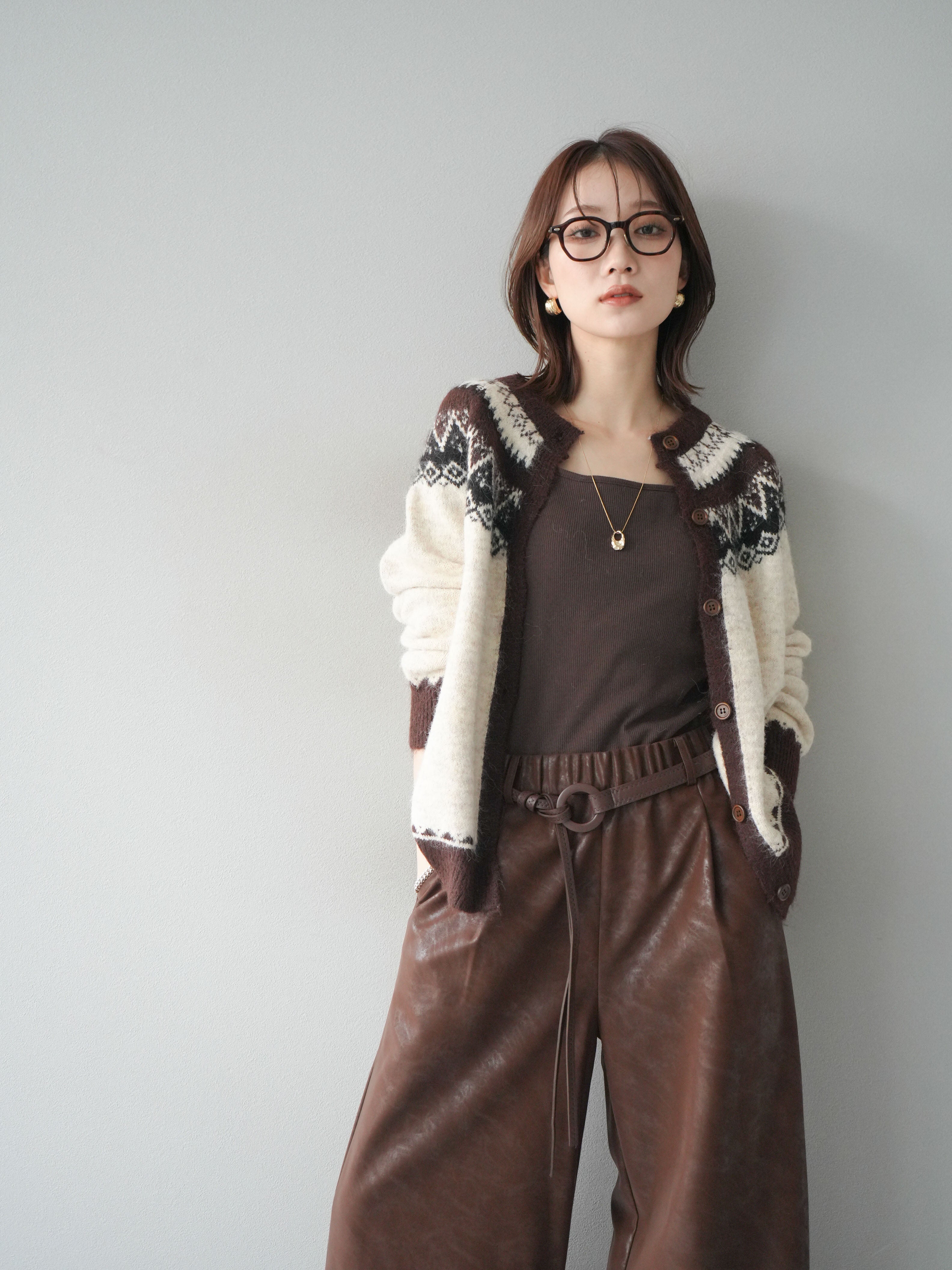 予約]ノルディック柄ニットカーディガン/ivory – Lumier