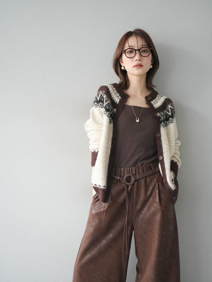 [予約]ノルディック柄ニットカーディガン/ivory