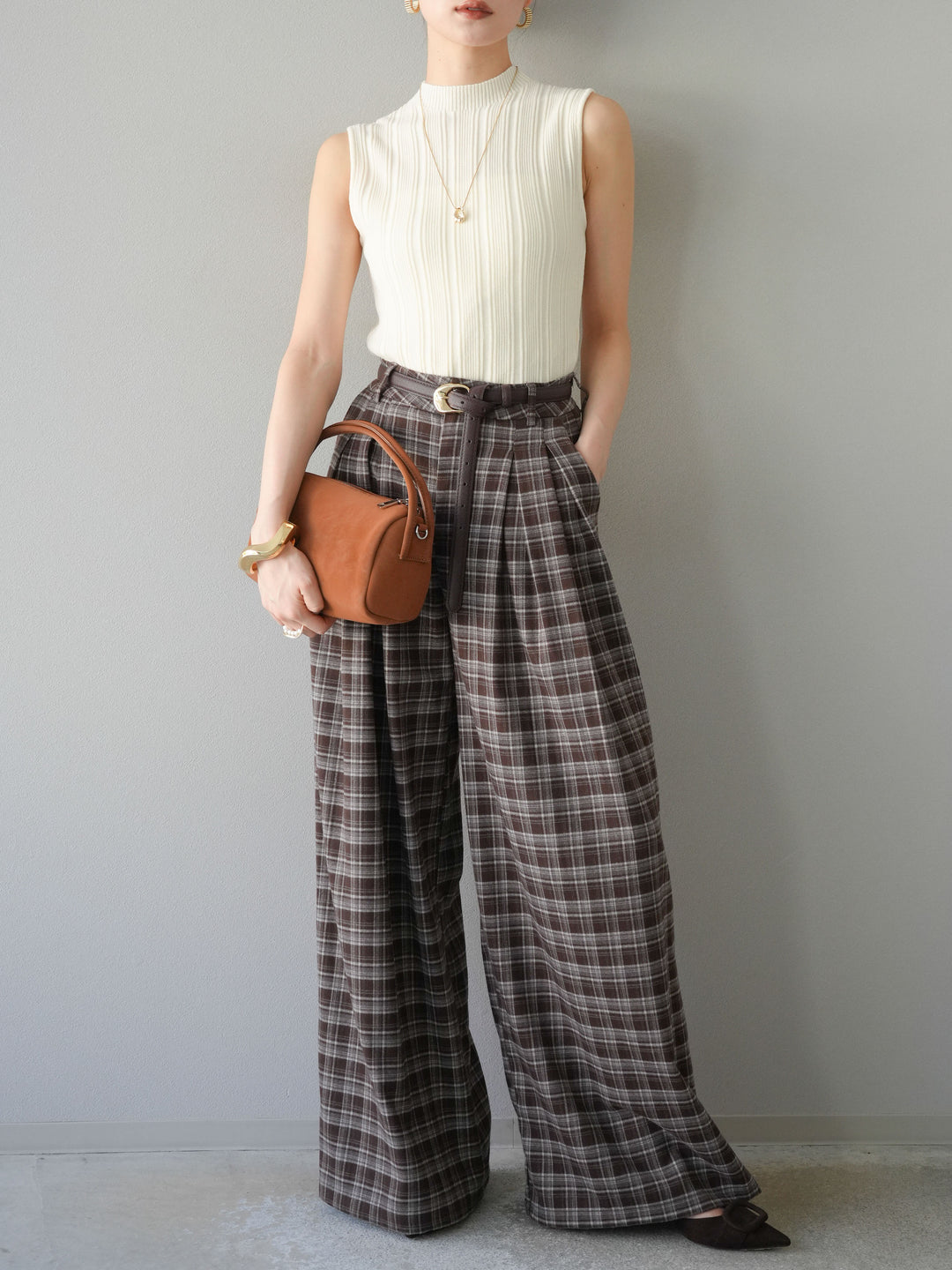 [予約]スリーブレスランダムリブニットトップス/アイボリー