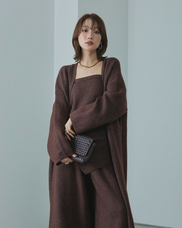 【Allure】[SET]ニットベアトップ＆ワイドパンツSET UP+ニットベアトップ＆ワイドパンツSET UP(2set)