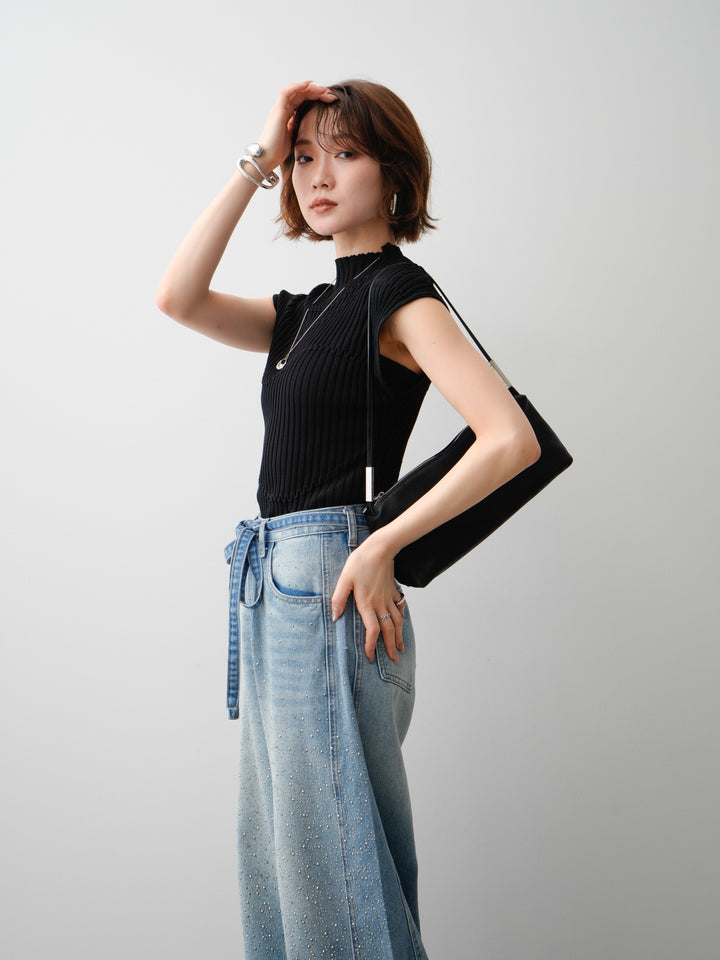 【套裝】Mode Line 羅紋法式針織上衣 + Mode Line 羅紋法式針織上衣（兩件套）