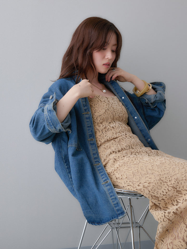 [予約]ビッグポケットデニムオーバーシャツ/denimblue